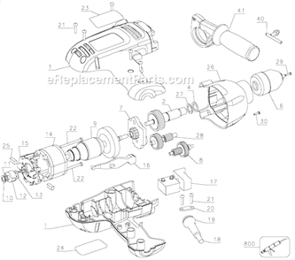 Page A Diagram and Parts List for DR500 Type 3 Black and Decker Electric Drill